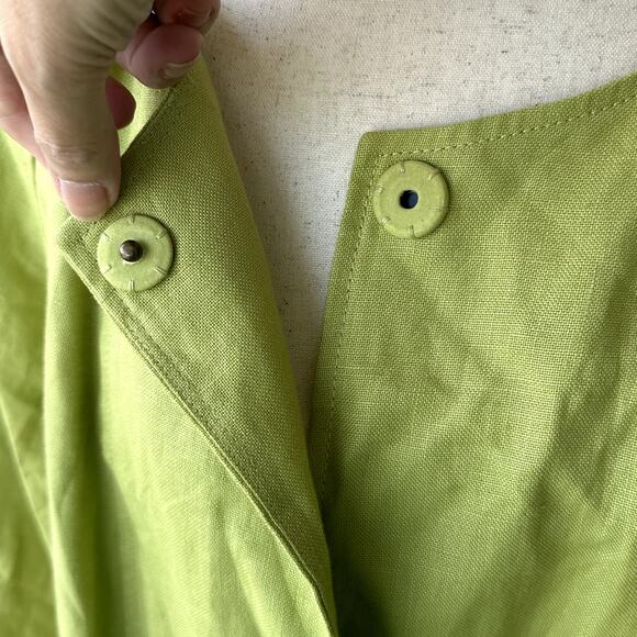 NWT Talbots 100% Irish Linen Apple Green Open Front Blazer Jacket Lagenlook - Picture 3 of 8